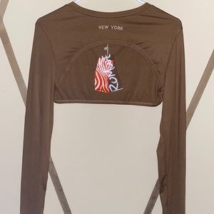 ROMWE Brown Cropped Top